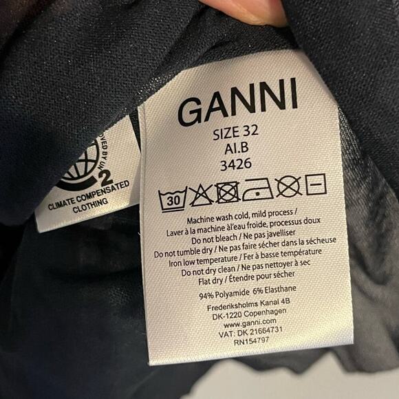 NWT GANNI Gingham Ruffle Wrap Dress Plaid Black and White Size EU 32 / US 0 - Picture 4 of 8